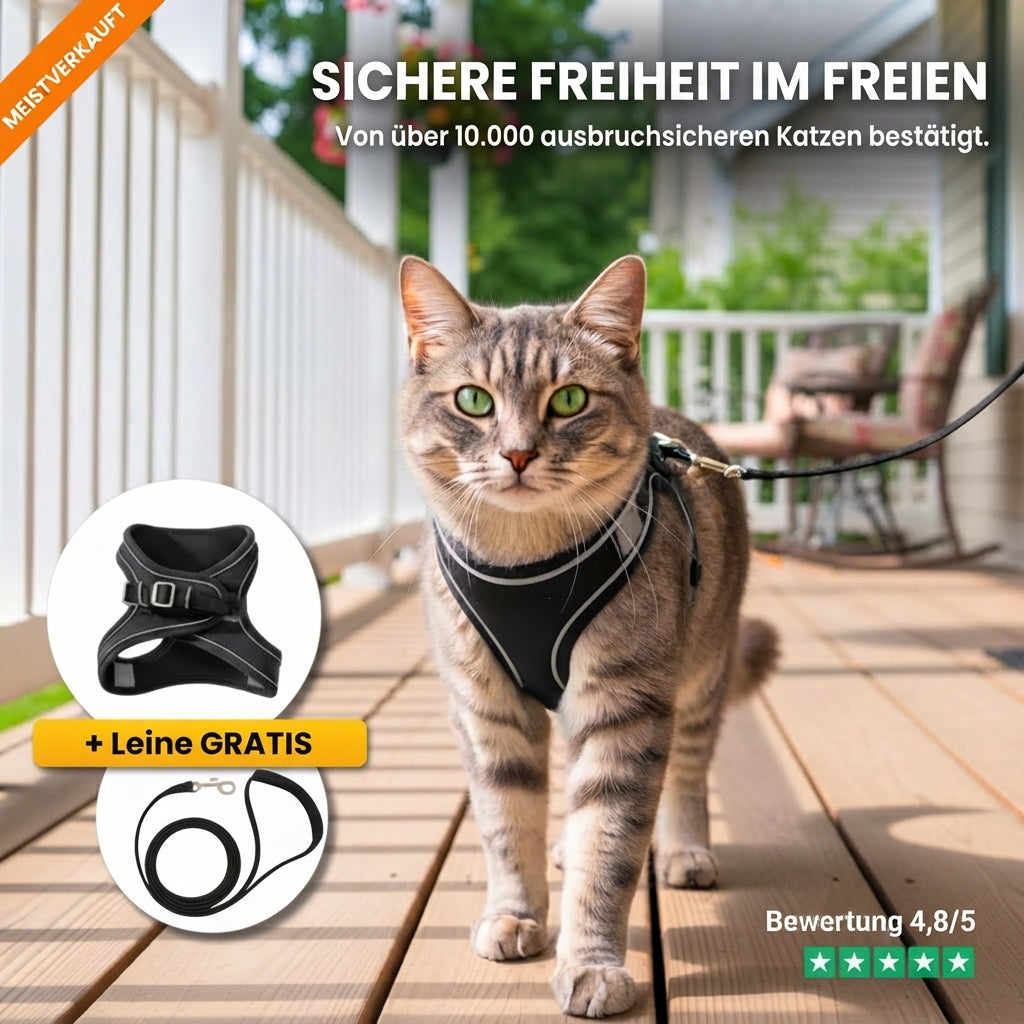 Ausbruchsicheres Katzengeschirr + Leine